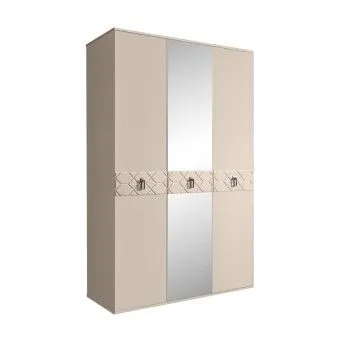 Шкаф 3-х дверный с зеркалом Bogemia Farfalle (Ваниль/Хром) БМШ1/3(Fa)