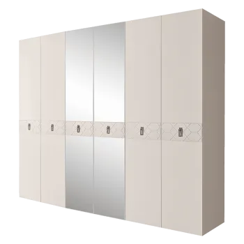 Шкаф 6-ти дв. с зеркалами Bogemia Farfalle (Слоновая кость/Хром) БМШ1/6(Fa)