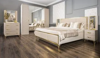 Спальня Лара 5-ств бежевый золото