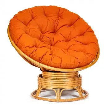 Кресло-качалка Papasan с подушкой Светлый мед, ткань, оранжевый