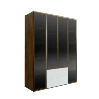 Шкаф 4-х дв. с ящиками Bogemia Woodline Air (Белый/Золото) БМШ2/42(4)