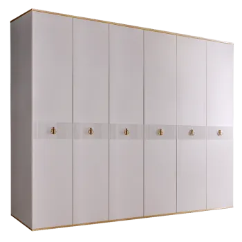 Шкаф 6-ти дверный Римини СОЛО (Белый/Золото) РМШ2/6(s)