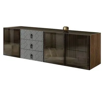 Комод 2.1м Bogemia Woodline Fly Fa (Серый) (Lakobel/Черный) БМКМ-5[5]