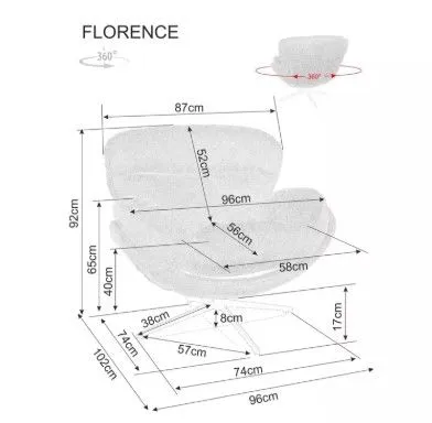Кресло Signal FLORENCE Raven (серый/черный) | изображение 3