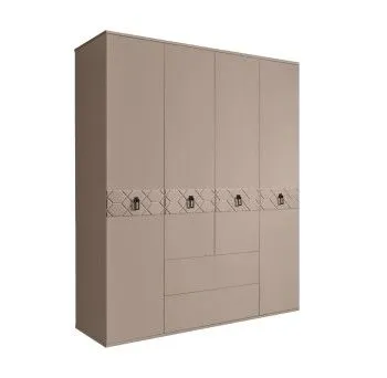 Шкаф 4-х дверный с ящиками, Bogemia Farfalle (Мокка/Черный) БМШ2/41(Fa)