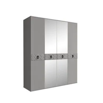 Шкаф 4-х дв. с зеркалами Bogemia Farfalle (Серый/Черный) БМШ1/4(Fa)