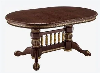 Стол АЗИЯ-М (Матовый лак/Темный орех/патина золото) 106х160х200х240