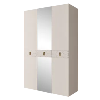 Шкаф 3-х дверный с зеркалом Bogemia Farfalle (Слоновая кость/Золото) БМШ1/3(Fa)