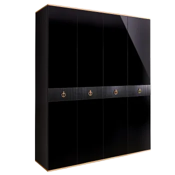 Шкаф 4-х дверный Римини СОЛО (Черный/Золото) РМШ2/4(s)