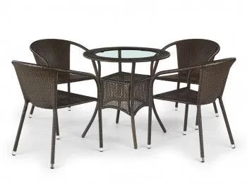 Стол обеденный Halmar MIDAS (искусственный ротанг/темно-коричневый) 74/74