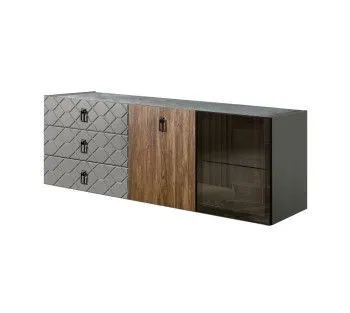 Комод 1.6м Bogemia Fly Wood Fa (Серый) (Novabuk/Черный) БМКМ-4[5][10]