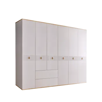 Шкаф 6-ти дверный с ящиками Римини СОЛО (Белый/Золото) РМШ2/61(s)