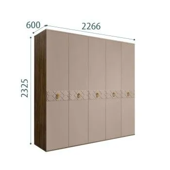 Шкаф 5-ти дв. Bogemia Woodline Wood Fi (Мокка/Хром) БМШ2/5(Wo)