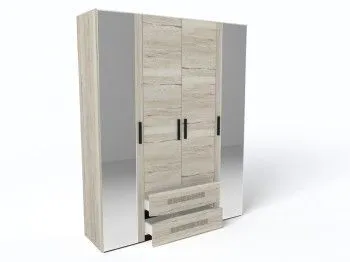 Шкаф 4-х дверный, Мале (1816*544*2278) Дуб галифакс белый, 11213