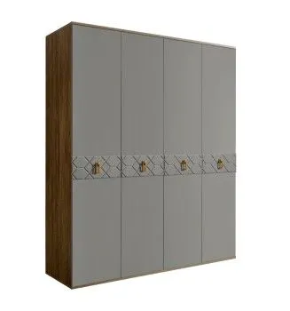 Шкаф 4-х дверный Bogemia Woodline Fa (Серый/Золото) БМШ2/4