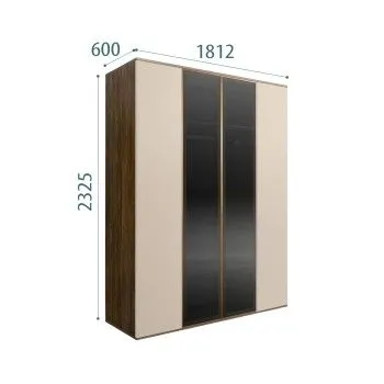 Шкаф 4-х дв. Bogemia Woodline Air (Ваниль/Золото) БМШ2/42(2)