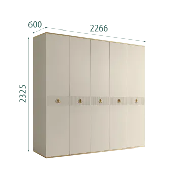 Шкаф 5-ти дверный Римини СОЛО (Ваниль/Золото) РМШ2/5(s)