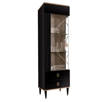 Витрина 1-ств. Римини СОЛО (Черный/Золото) (Левая) РМВ1-1С(s)