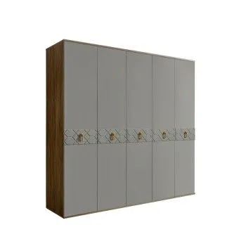Шкаф 5-ти дв. Bogemia Woodline Fa (Серый/Золото) БМШ2/5(Fa)