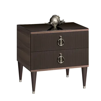 Тумба прикроватная 2 ящика Римини СОЛО (Орех империя/Серебро) РМТП-2(s)