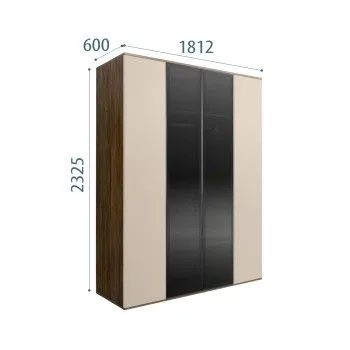 Шкаф 4-х дв. Bogemia Woodline Air (Ваниль/Черный) БМШ2/42(2)