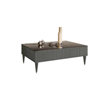 Журнальный столик с ящиком Римини СОЛО (Серый/Серебро) РМСТ-2(s)