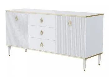 Комод для гостиной 1.6м Римини СОЛО (Белый/Золото) РМКМ-4(s)
