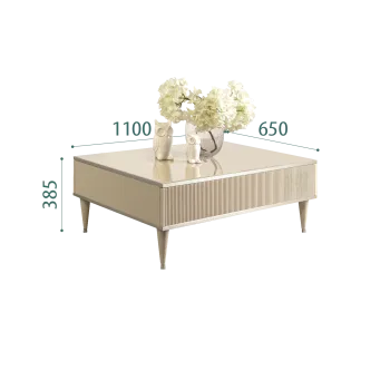 Журнальный столик с ящиком Римини СОЛО (Ваниль/Серебро) РМСТ-2(s)