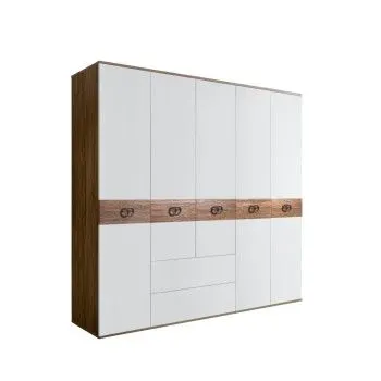 Шкаф 5-ти дверный с ящиками, Bogemia Woodline Wood Fi (Белый/Хром) БМШ2/51(Wo)