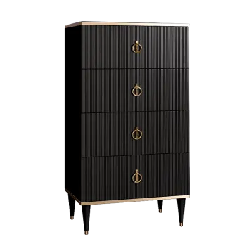 Комод 4 ящика Римини СОЛО (Черный/Золото) РМКМ-6(s)