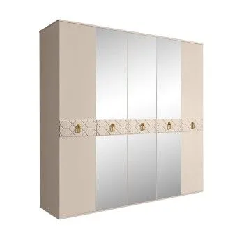Шкаф 5-ти дв. с зеркалами Bogemia Farfalle (Ваниль/Золото) БМШ1/5(Fa)