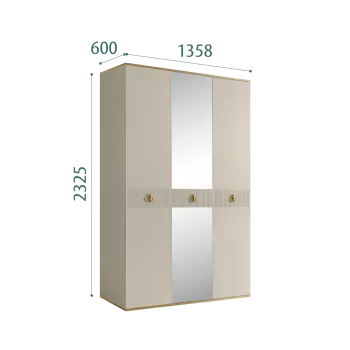 Шкаф 3-х дверный с зеркалом Римини СОЛО (Ваниль/Золото) РМШ1/3(s)