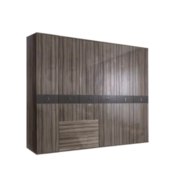 Шкаф 6-ти дверный с ящиками Римини СОЛО (Орех империя/Серебро) РМШ2/61(s)