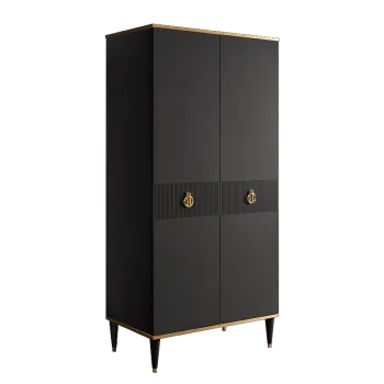 Шкаф-пенал Римини СОЛО (Черный/Золото) РМП-2(s)