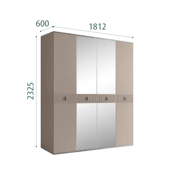 Шкаф 4-х дверный с зеркалом Римини СОЛО (Мокка/Серебро) РМШ1/4(s)