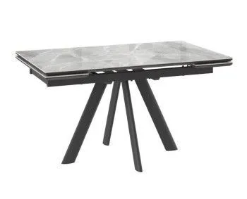 Стол с керамическим покрытием Джейтон-140 (91stone grey gloss st cer/черный) 140(30+30)х85