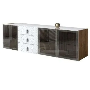 Комод 2.1м Bogemia Woodline Fly Fa (Белый) (Lakobel/Хром) БМКМ-5[5]