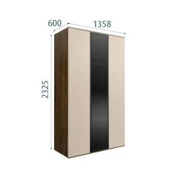 Шкаф 3-х дверный Bogemia Woodline Air (Ваниль/Черный) БМШ2/3(1)