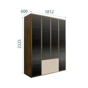 Шкаф 4-х дв. с ящиками Bogemia Woodline Air (Ваниль/Золото) БМШ2/42(4)