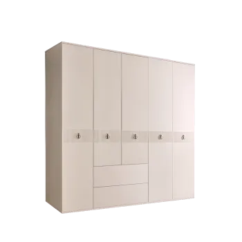 Шкаф 5-ти дверный с ящиками Римини СОЛО (Бежевый/Серебро) РМШ2/51(s)