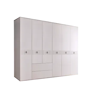 Шкаф 6-ти дверный с ящиками Римини СОЛО (Белый/Серебро) РМШ2/61(s)