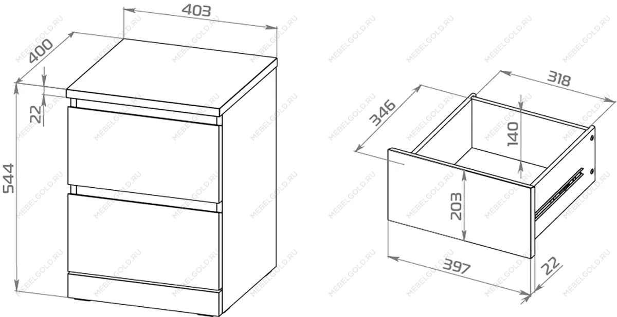МАЛЬМ / VARMA Тумба прикроватная ИКЕА / IKEA 2 40х54х40, серый | изображение 2