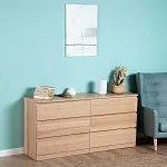 МАЛЬМ / VARMA Комод ИКЕА / IKEA 6D, 160x78x40, шпон, беленый дуб | изображение 4