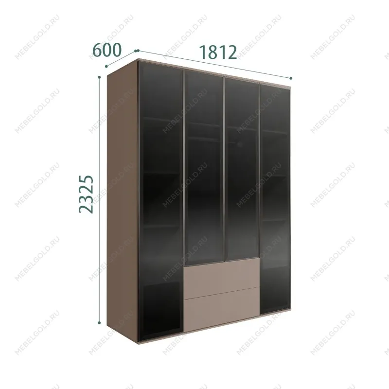 Шкаф 4-х дв. с ящиками Bogemia Air (Мокка/Черный) БМШ2/42(4)