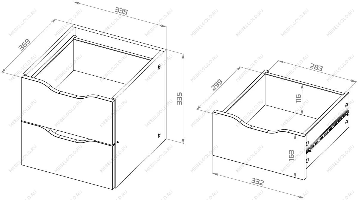 Модуль с двумя ящиками для стеллажа ФОРА, 33х33х37, белый | изображение 9