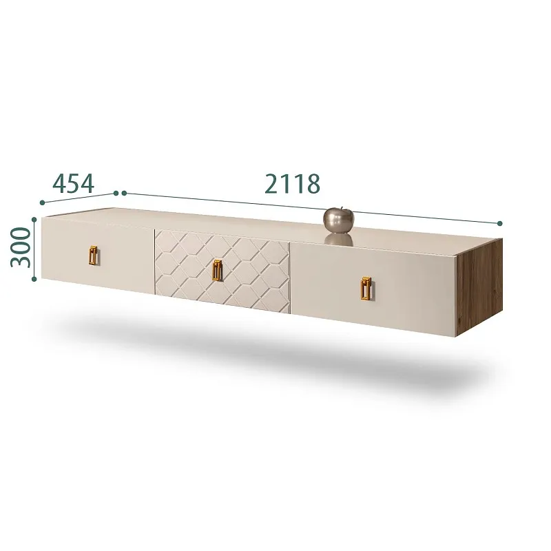 Тумба телевизионная 2.1м Bogemia Woodline Fly Fa (Ваниль) (Lakobel/Золото) БМТ-2[10]