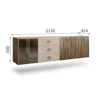 Комод 2.1м Bogemia Woodline Fly Wood Fi (Ваниль) (Novabuk/Хром) БМКМ-5[4]
