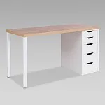 ИНГАР стол письменный ИКЕА / IKEA 2/5Т 140x75x55, дуб беленый/белый | изображение 1