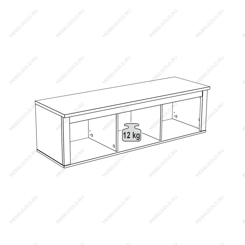 Полка навесная Сага, 3 секции, серая | изображение 9