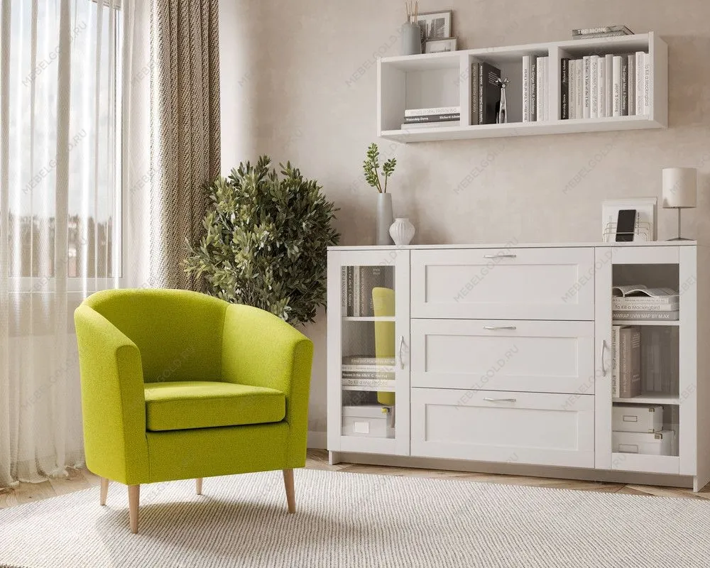 Кресло для отдыха Тунне жёлто-зелёное, ткань рогожка | изображение 3